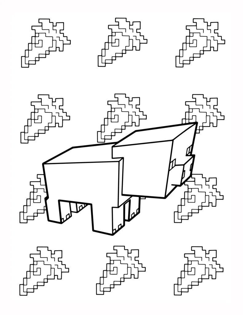 1 Urocza Kolorowanka Z Wedrujacym Swinkowatym Minecraftem
