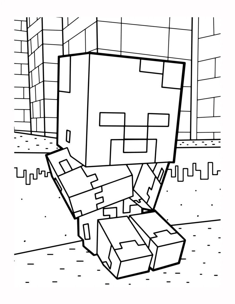 10 Urocza Kolorowanka Z Malym Dzieciecym Zombie Minecrafta