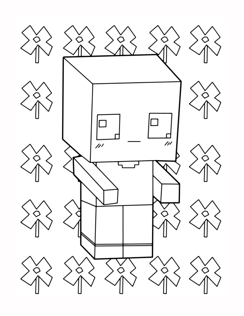 12 Urocza Kawaii Kolorowanka Stevea z Minecrafta