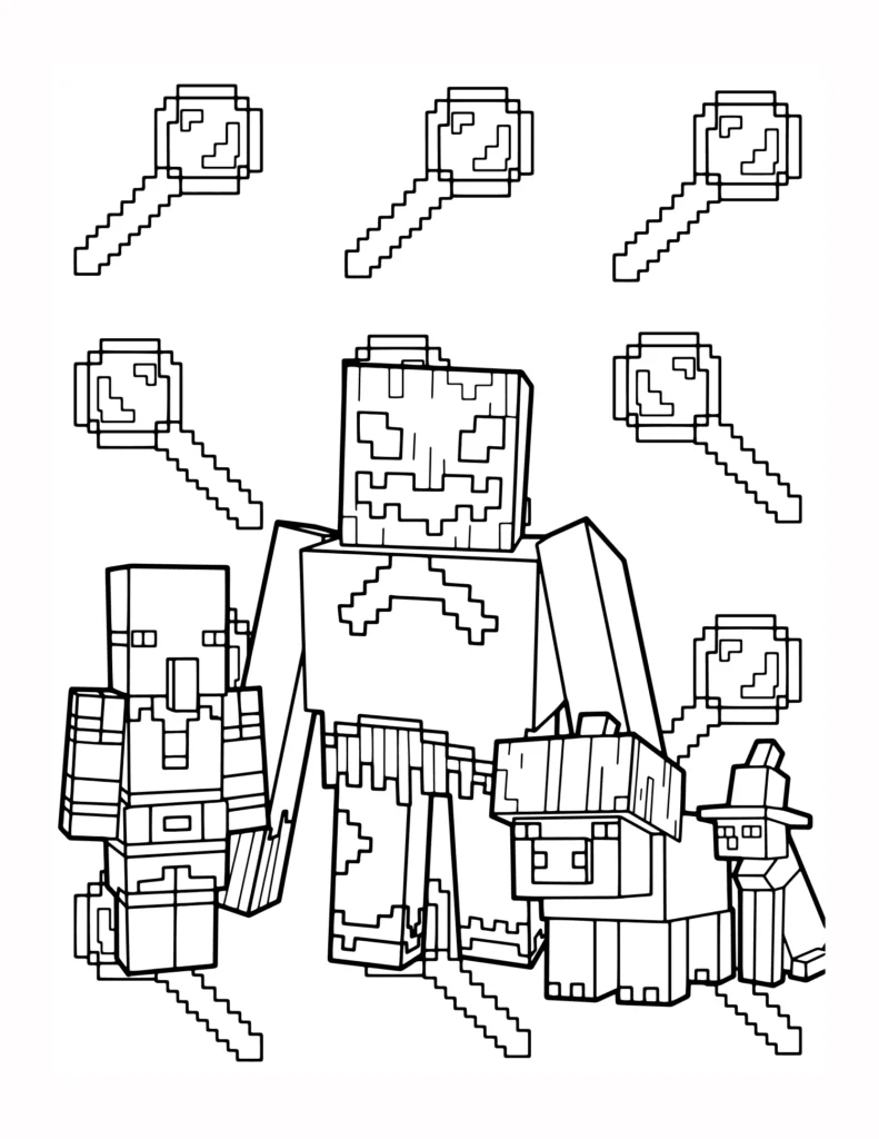 24 Kolorowanka Wzorowana na Halloween z Minecrafta dla Dzieci