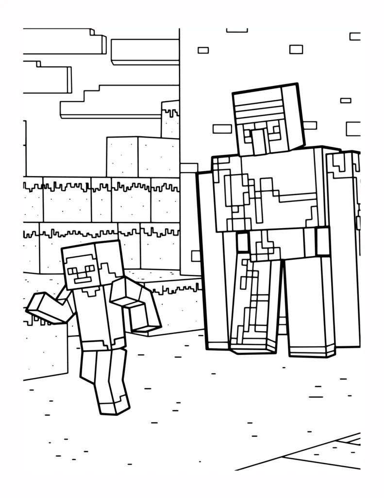 25 Kolorowanka Golema Zelaznego i Stevea z Minecrafta