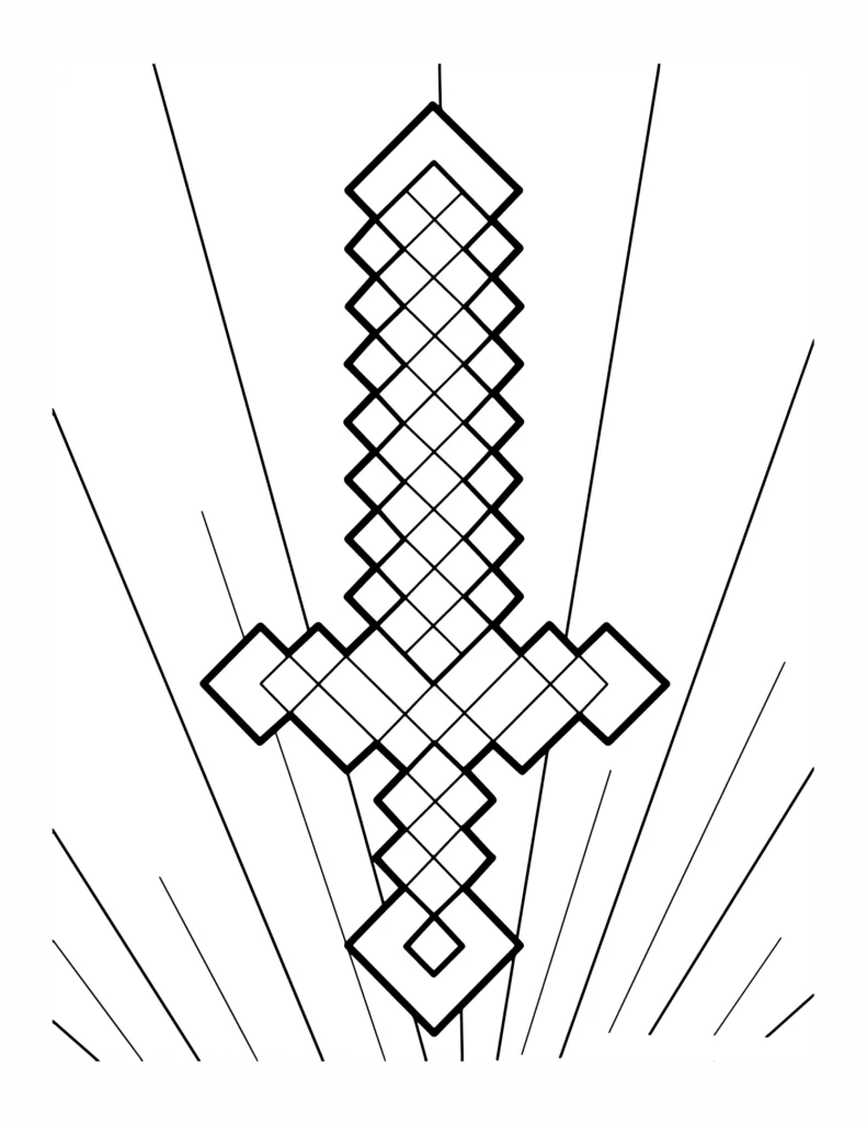 36 Kolorowanka Diamentowego Miecza Minecrafta