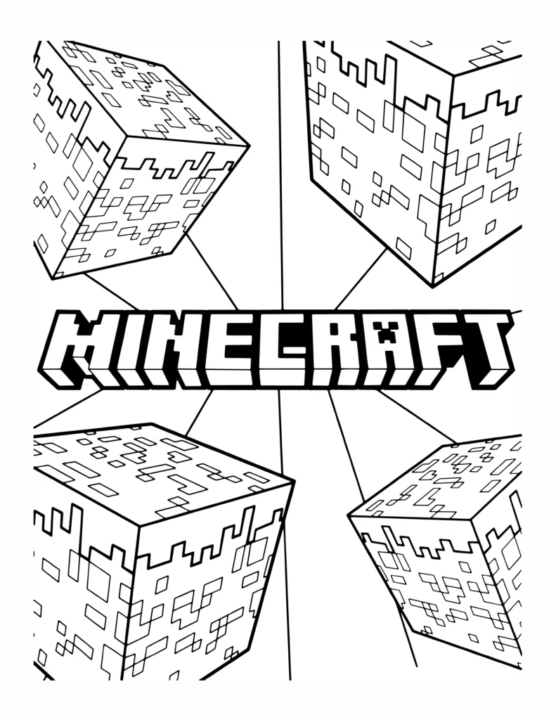 45 Kolorowanka Logo Minecrafta z Blokami