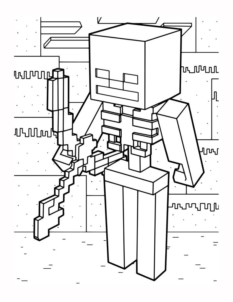 53 Kolorowanka Szkieletu Minecrafta z Lukiem i Strzala