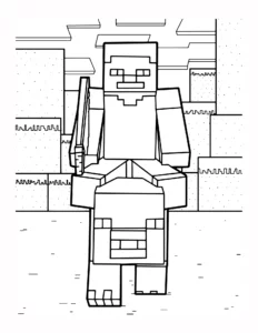 62 Kolorowanka Stevea z Minecrafta Jezdzacego na Swince