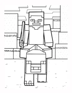 63 Kolorowanka Stevea z Minecrafta Jezdzacego na Swince