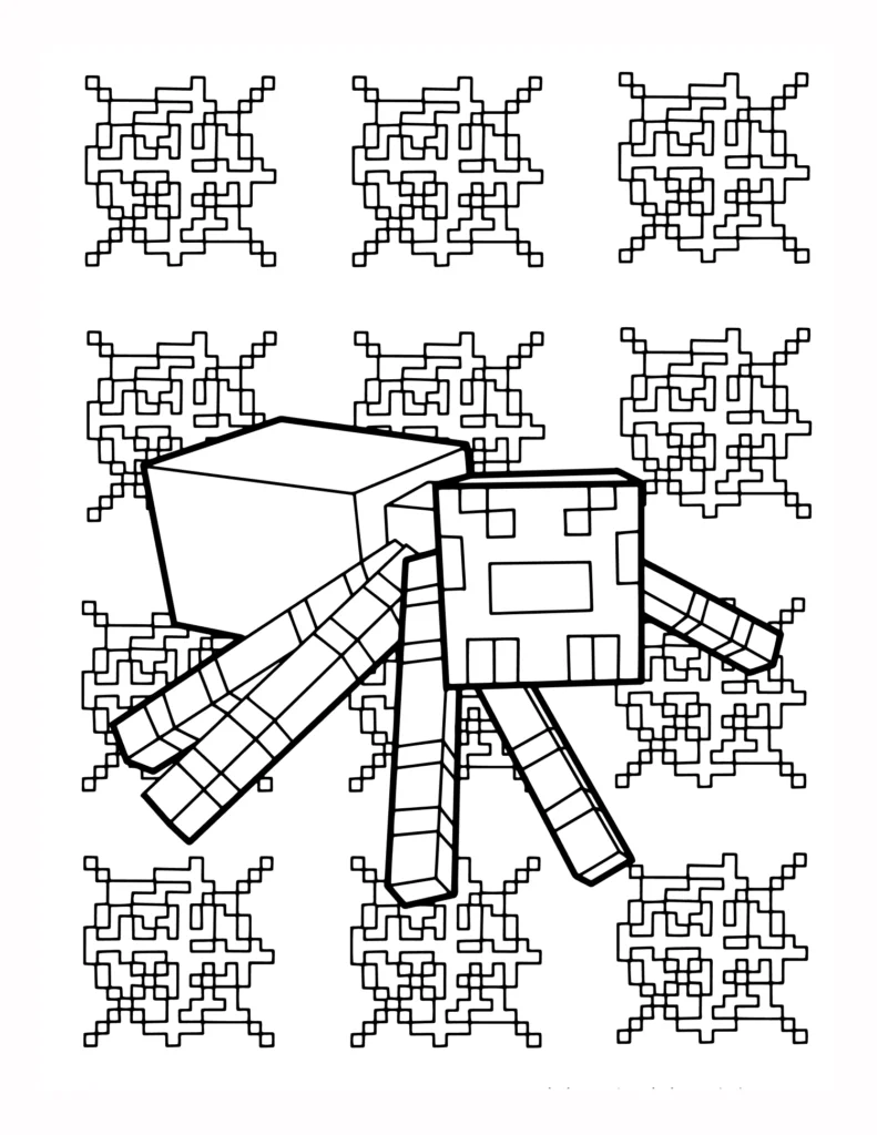 72 Prosta Kolorowanka Pajaka z Minecrafta