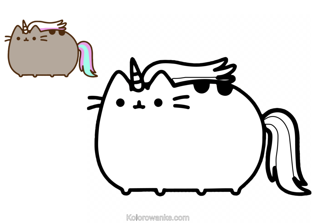 kolorowanki Pusheen jednorozec z przykladem 4